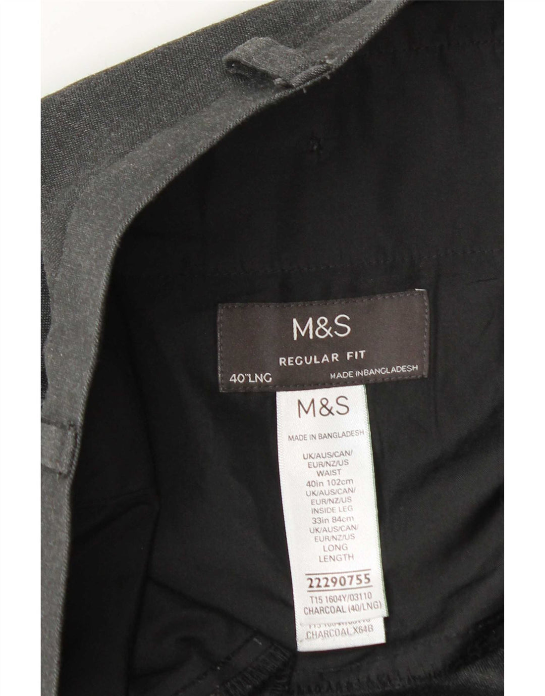 Marks & Spencer Herre Regular Chino Bukser W40 L33 Grå Polyester