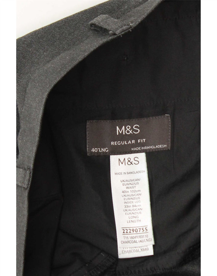 Marks & Spencer Herre Regular Chino Bukser W40 L33 Grå Polyester