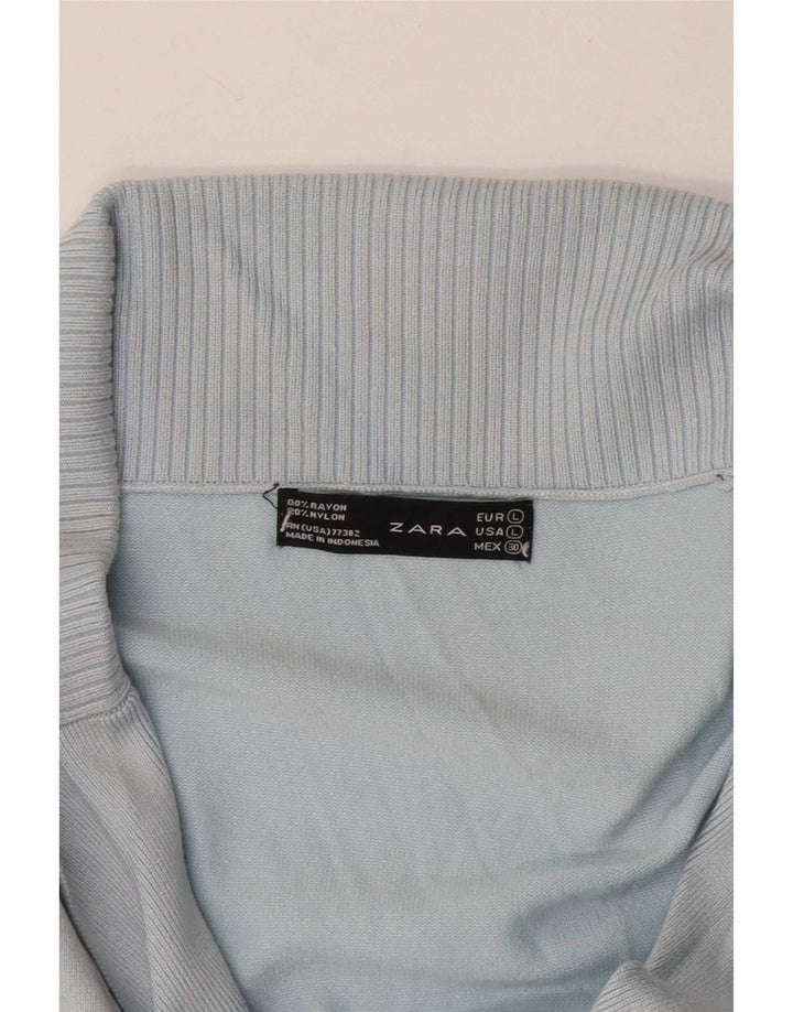 Zara Dame Cardigan Sweater UK 16 Large Blue Rayon