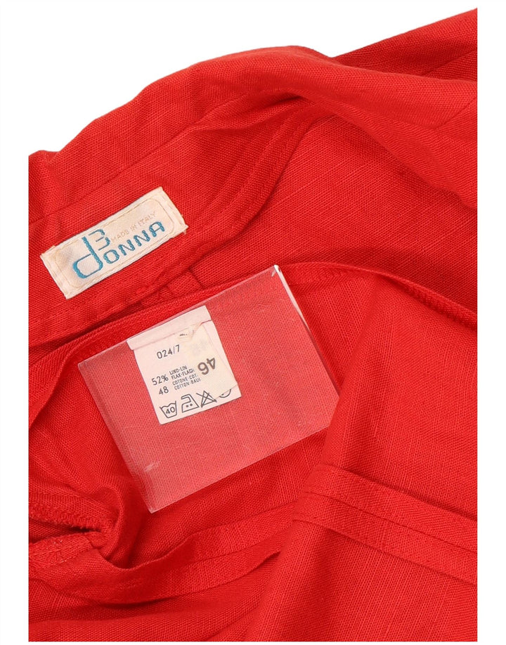 Vintage Dame Dobbeltradet Blazer Jacket IT 46 Large Red Linen