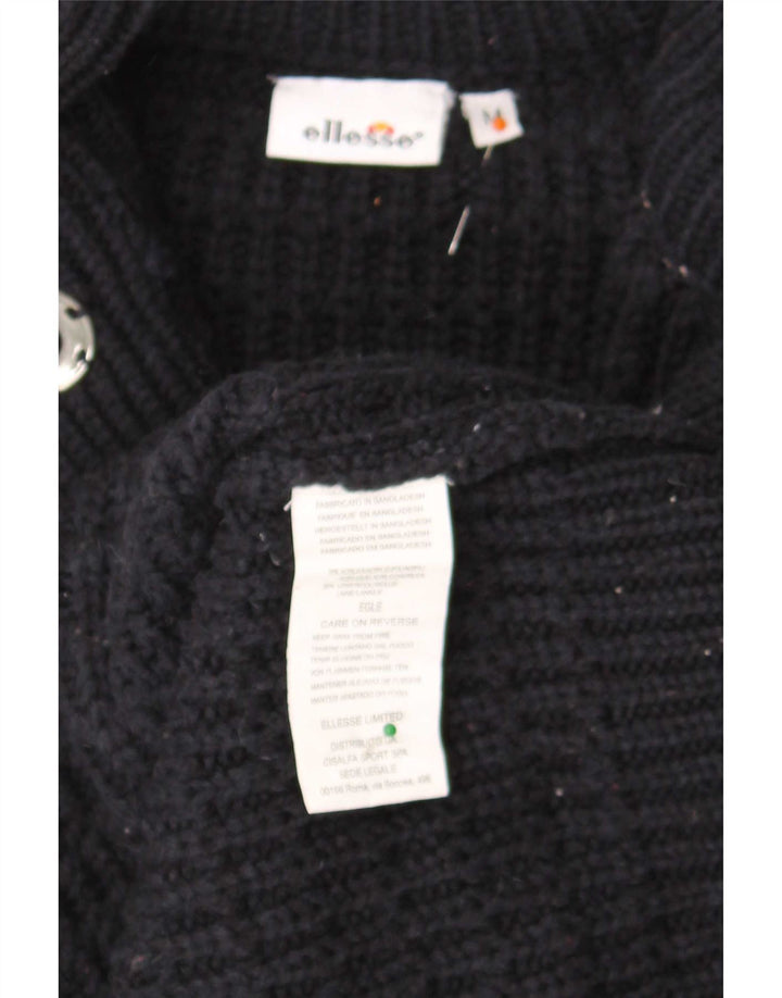 Ellesse Dame Cardigan Sweater UK 12 Medium Navy Blue Akryl