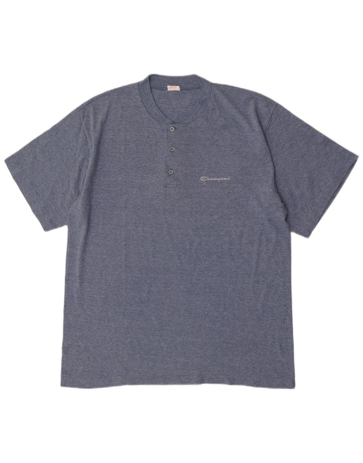 Champion Herre T-Shirt Top XL Blå Flecked Bomuld