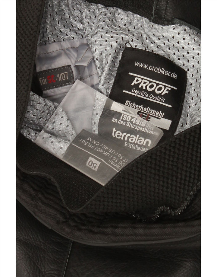 Probiker Herre Moto Racer Læderbukser IT 50 Large W30 L30 Sort Læder