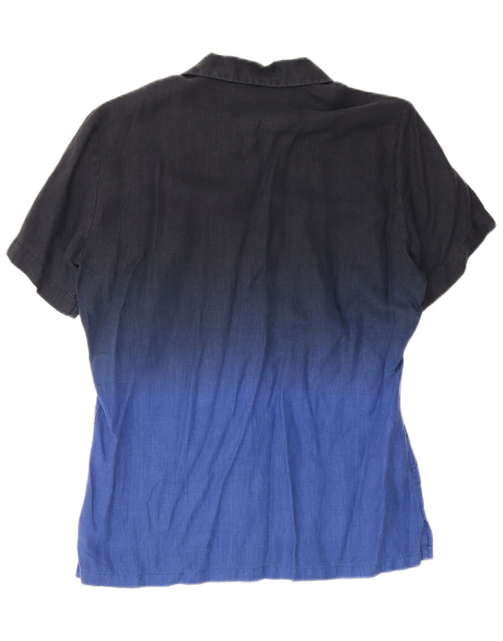Hugo Boss Kortærmet Herreskjorte Medium Navy Blue Colourblock Linen