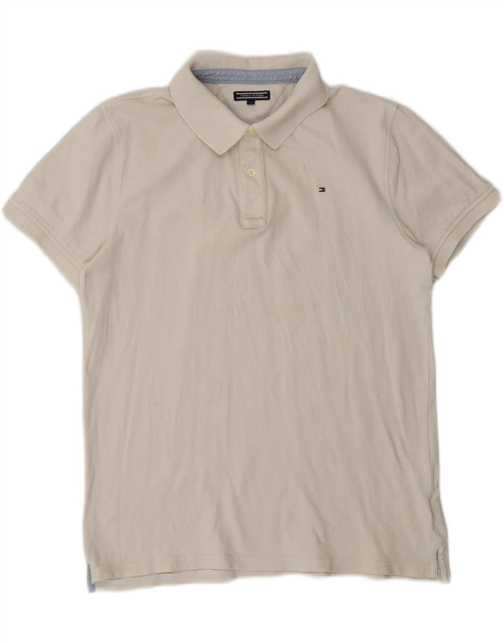 Tommy Hilfiger Boys Polo Shirt 13-14 År Hvid Bomuld