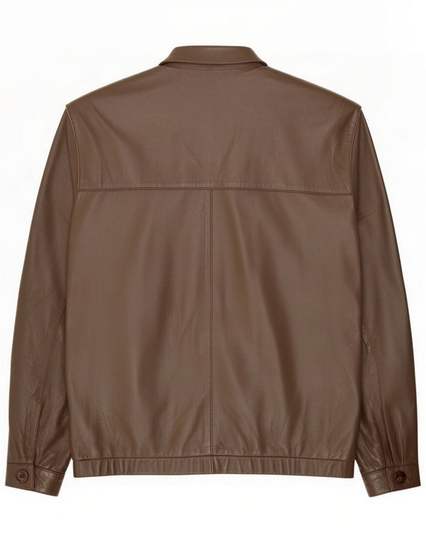 Vintage Bomber Læderjakke til mænd IT 50 Large Brown