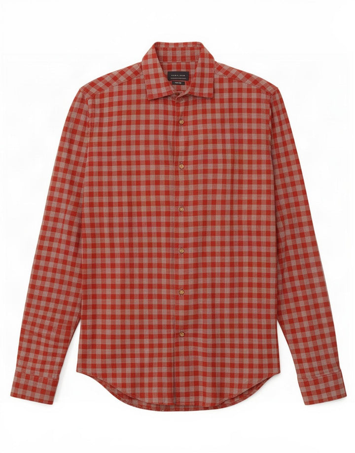 Zara Herre Slim Fit skjorte Lille rød Gingham Bomuld