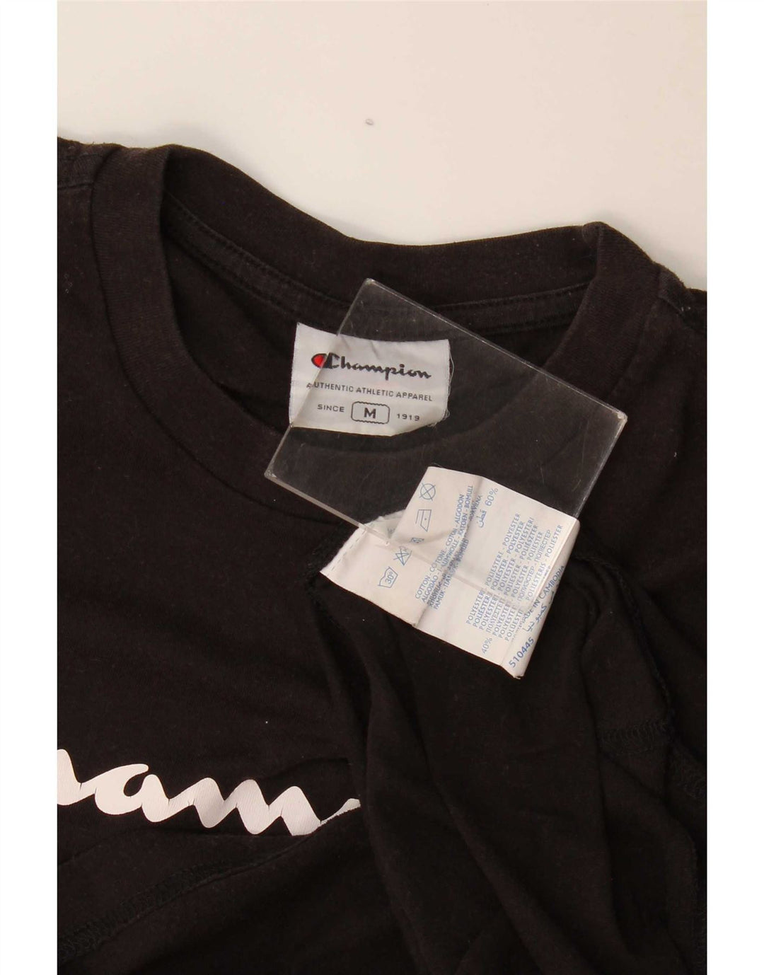 Champion Herre Grafisk T-Shirt Top Medium Sort Bomuld