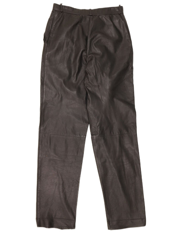 Vintage lige læderbukser til kvinder IT 44 Medium W26 L31 Sort læder