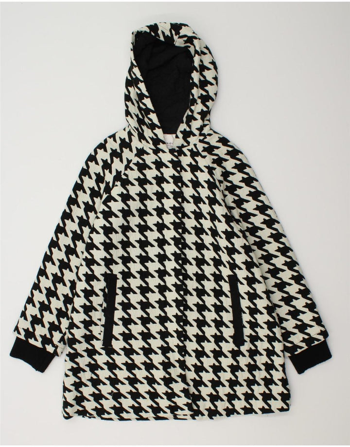 ZARA Dame Oversized Windbreaker Coat UK 10 Small White Houndstooth