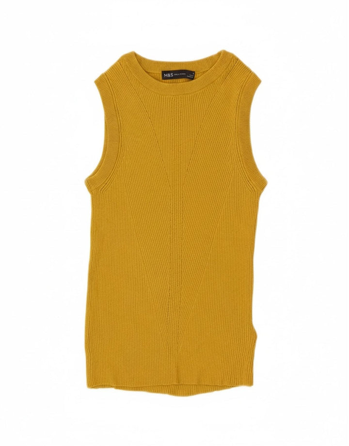 Marks & Spencer Damevest Tank Top UK 12 Medium Yellow Viscose