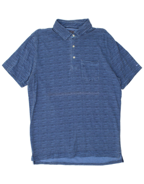 Tommy Hilfiger Herre Garment Dyed Slim Fit Polo Shirt XL Blue Pinstripe