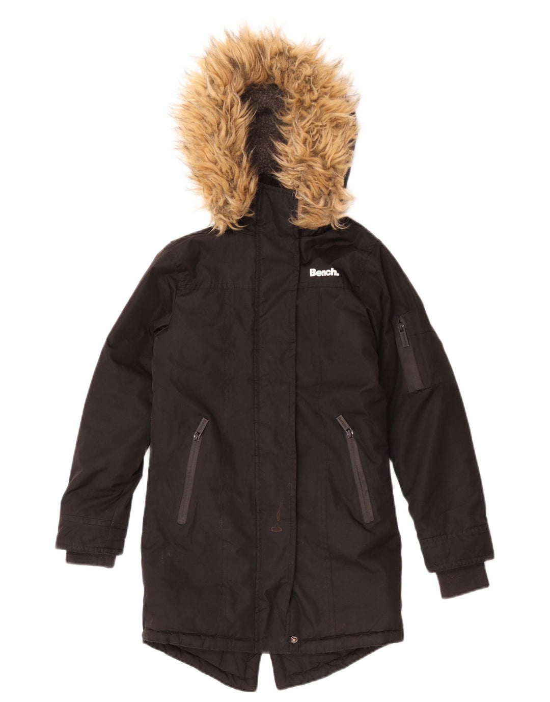 Bænk piger hættejakke parka 7-8 år sort polyester