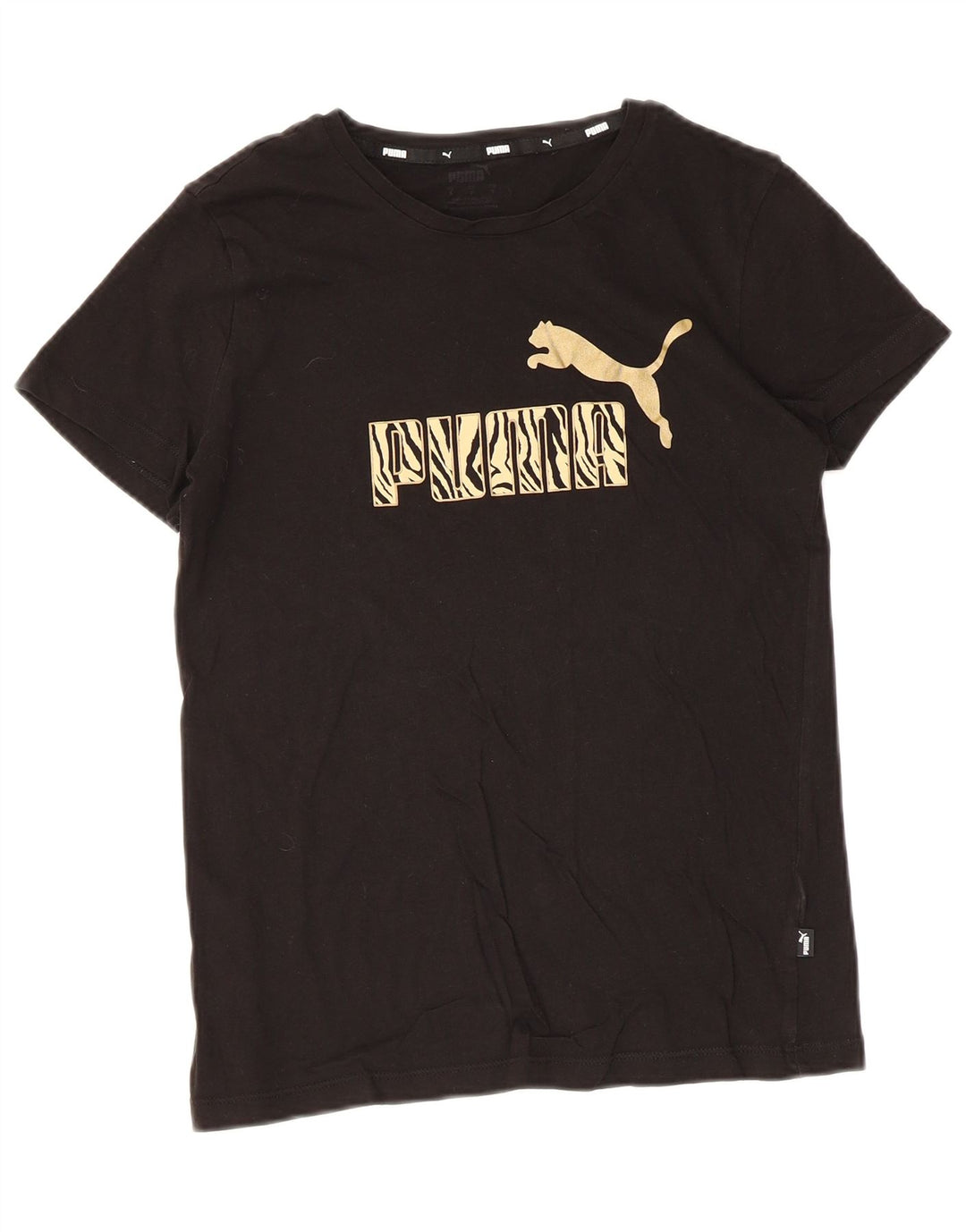 Puma Graphic T-Shirt Top UK 10 Small Black