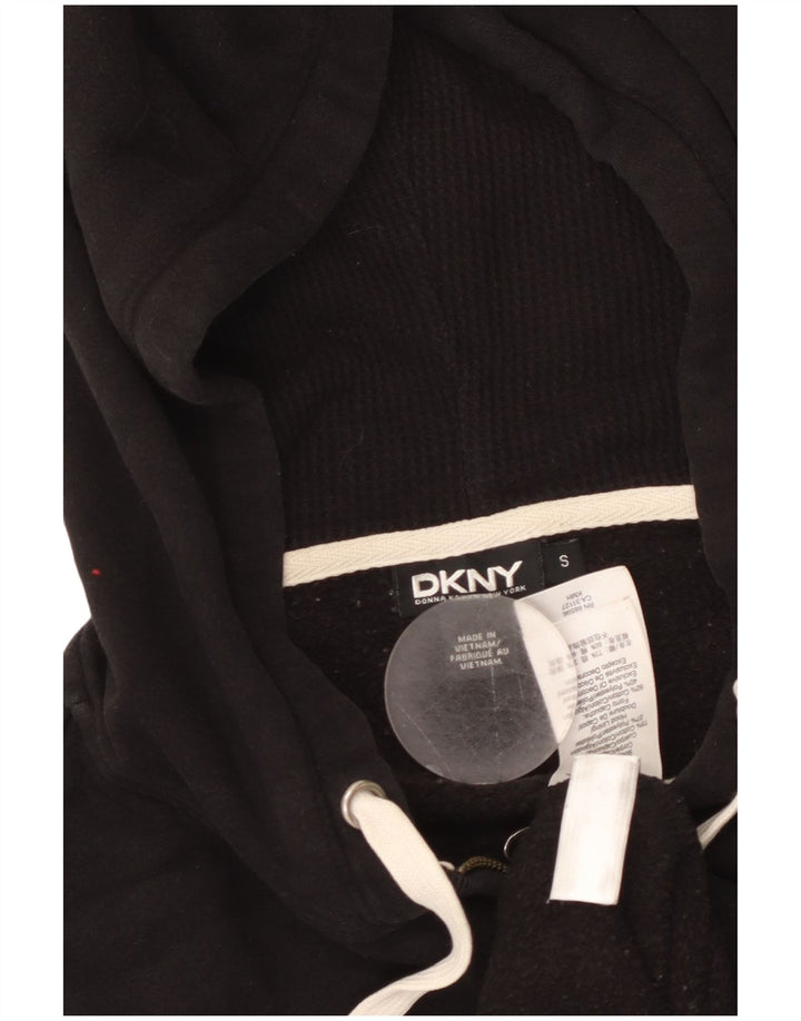 Dkny Dame New York Grafisk Hættetrøje Sweater med lynlås UK 10 Small Black Bomuld