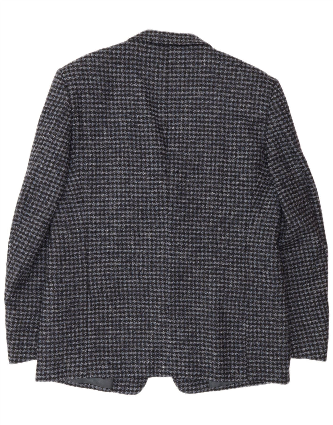 Vintage herre 2-knaps blazerjakke IT 56 3XL Blå Houndstooth Virgin Wool