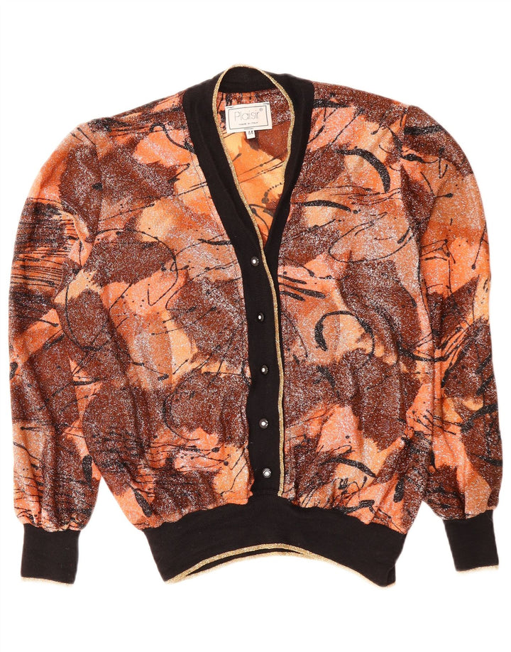 PLAISIR Dame abstrakt mønster cardigan sweater IT 44 Medium Brun