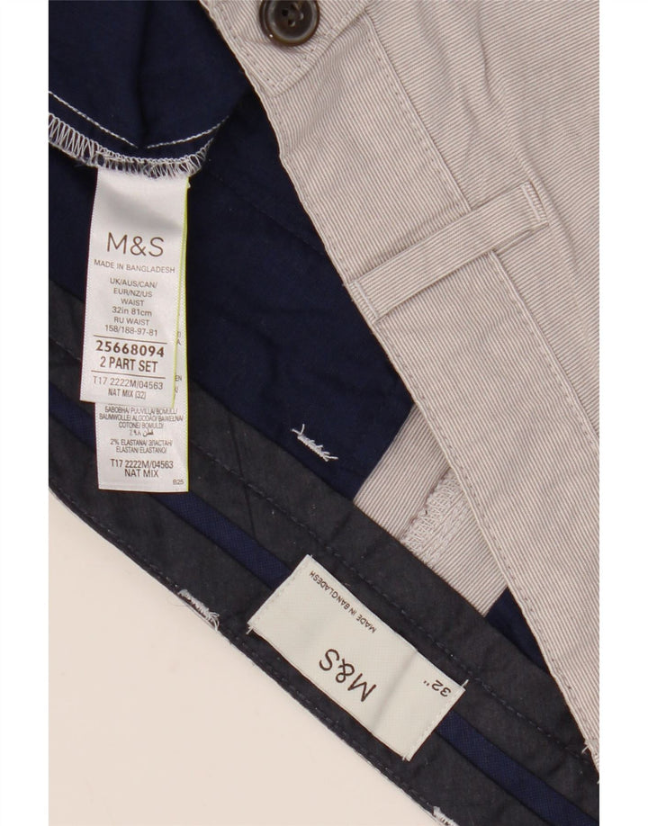Marks & Spencer Chino Shorts til mænd W32 mellemgrå nålestribet bomuld
