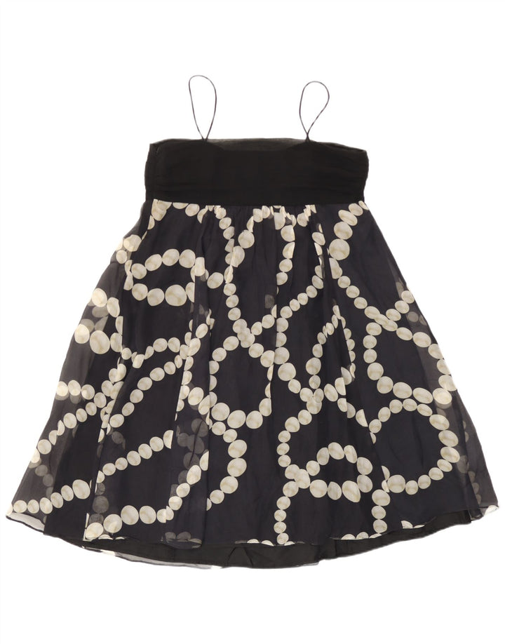 Zara Womens Slip Dress UK 14 Large Black Spotted