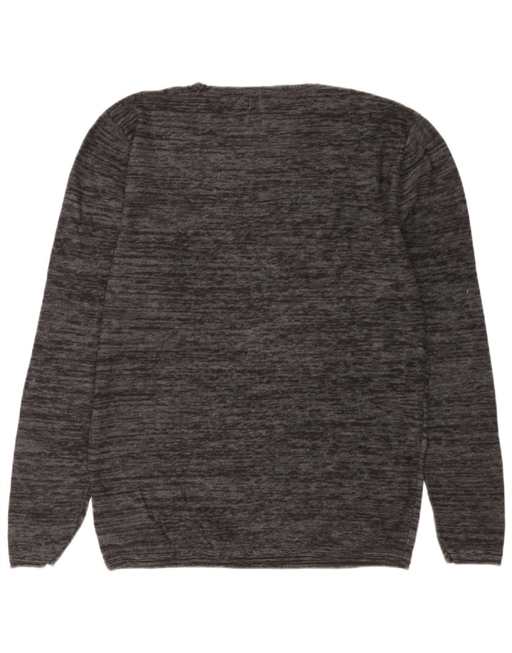 Jack & Jones Herre trøje med rund hals, stor grå flækket bomuld