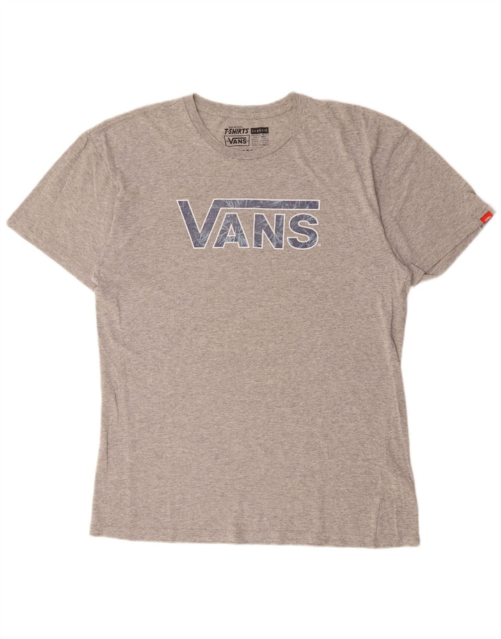 VANS Herre Classic Fit Grafisk T-Shirt Top Stor Grå Bomuld