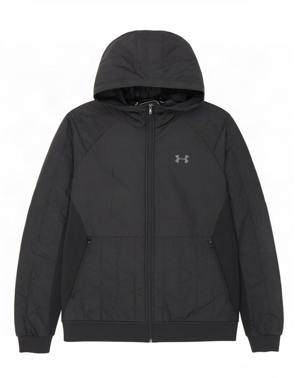 Under Armour Herre Hooded Quilted Jacket UK 40 Large Navy Blue Polyester