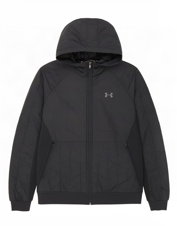 Under Armour Herre Hooded Quilted Jacket UK 40 Large Navy Blue Polyester