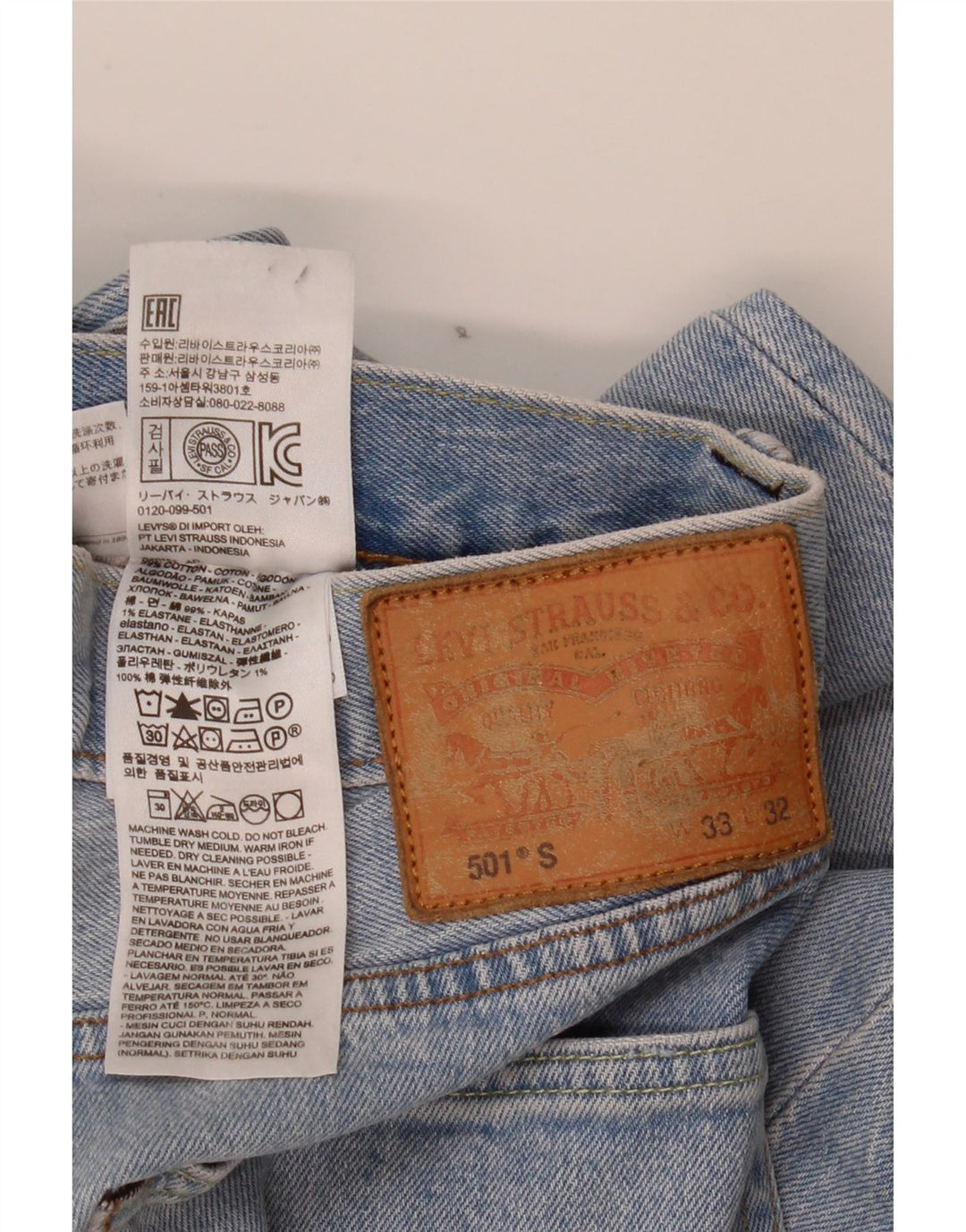 Levi's Herre 501 lige jeans W33 L32 blå bomuld