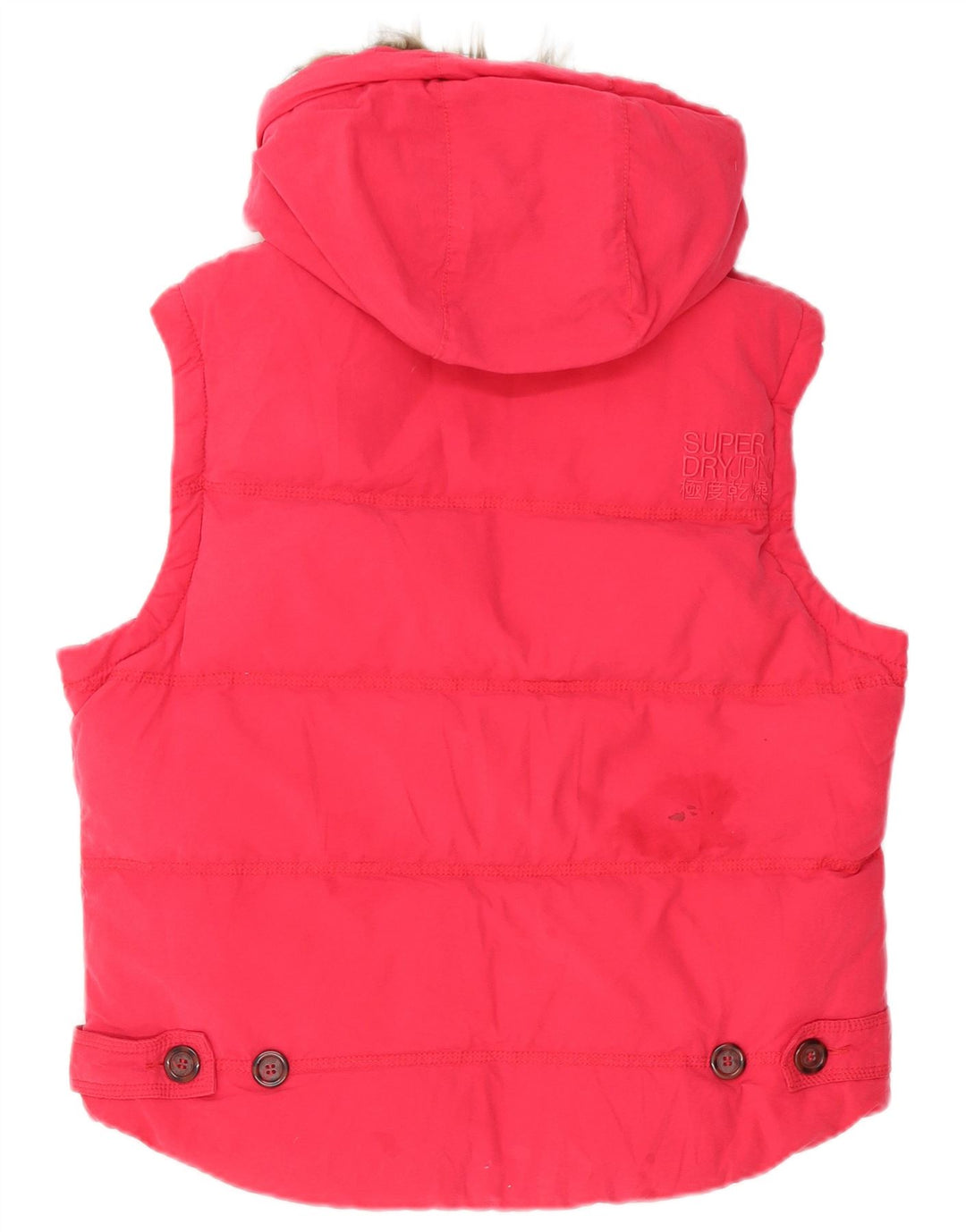 SUPERDRY Dame hætte polstret Gilet UK 16 Large Pink Bomuld