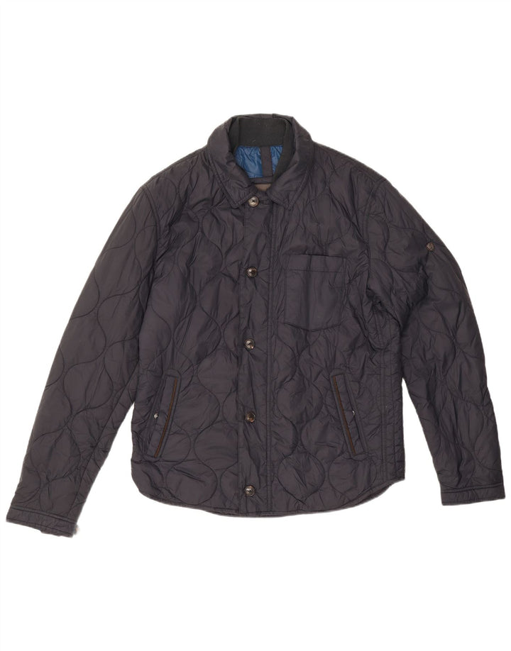 Massimo Dutti Herre quiltet jakke UK 40 Large Navy Blue Nylon