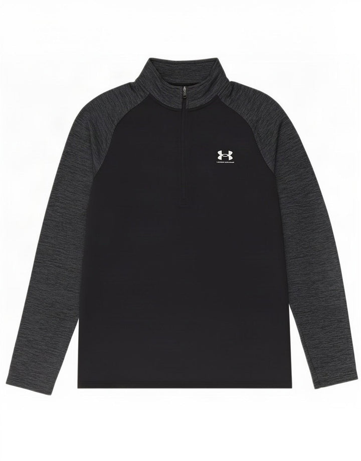 Under Armour Herre Zip Neck Pullover Træningsdragt Top Lille Sort Colourblock