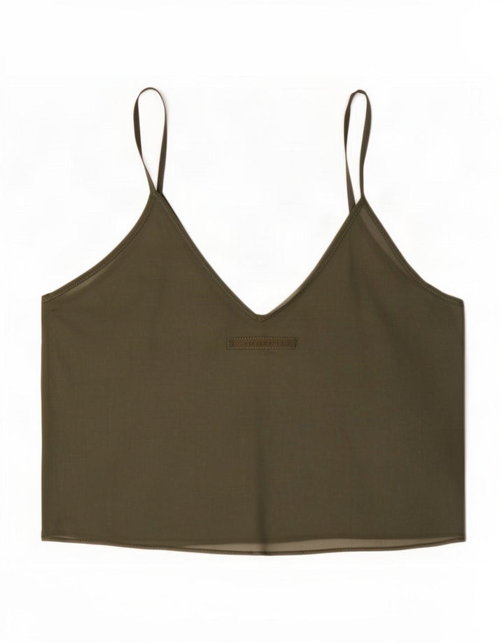 Zara Dame Se Through Crop Top UK 12 Medium Khaki
