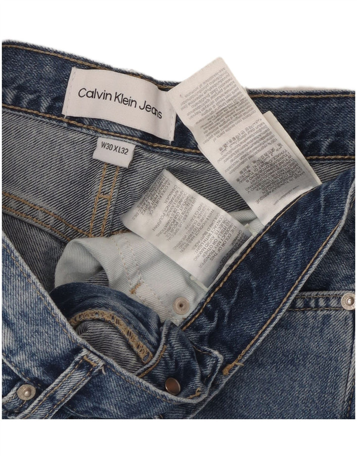 CALVIN KLEIN Dame High Rise Distressed Straight Jeans W30 L32 Blå