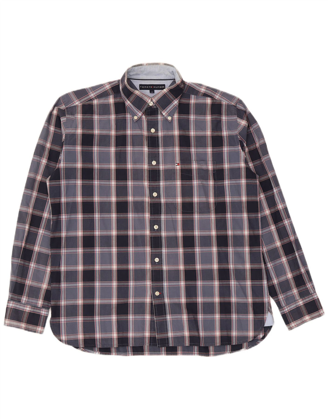 Tommy Hilfiger Herreskjorte Medium Navyblå Plaid Bomuld
