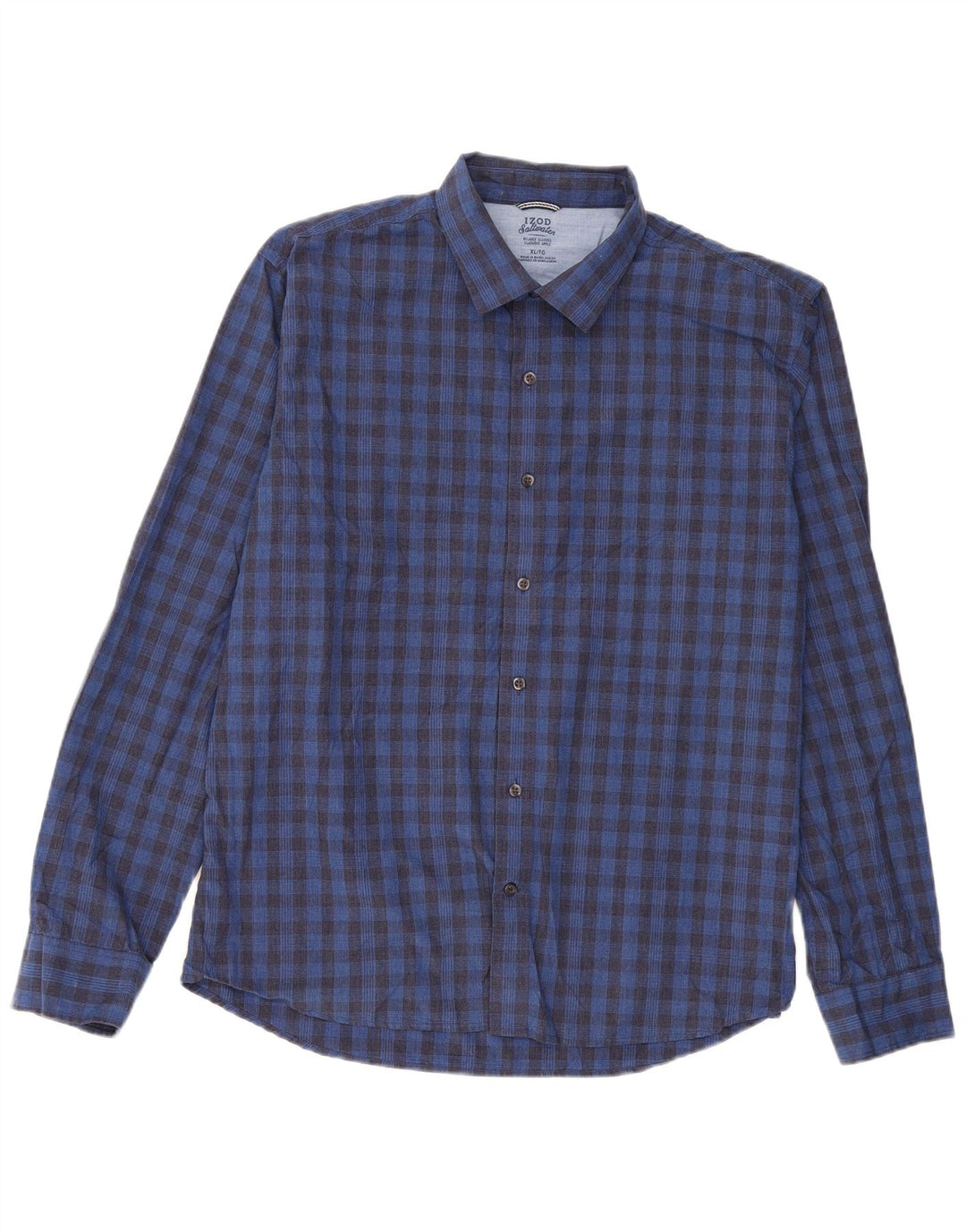 Izod Herre Relaxed Classics Relaxed Fit Shirt XL Blue Gingham Cotton Classic
