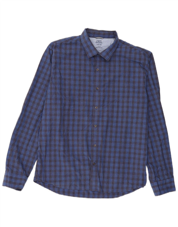 Izod Herre Relaxed Classics Relaxed Fit Shirt XL Blue Gingham Cotton Classic