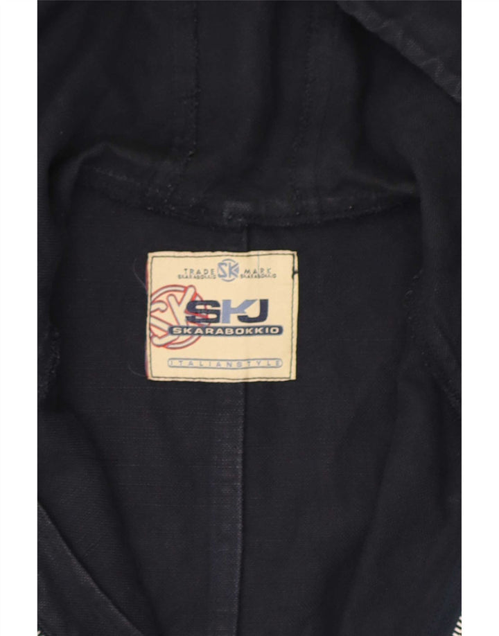 Vintage Herre Hooded Utility Jacket UK 38 Medium Navy Blue
