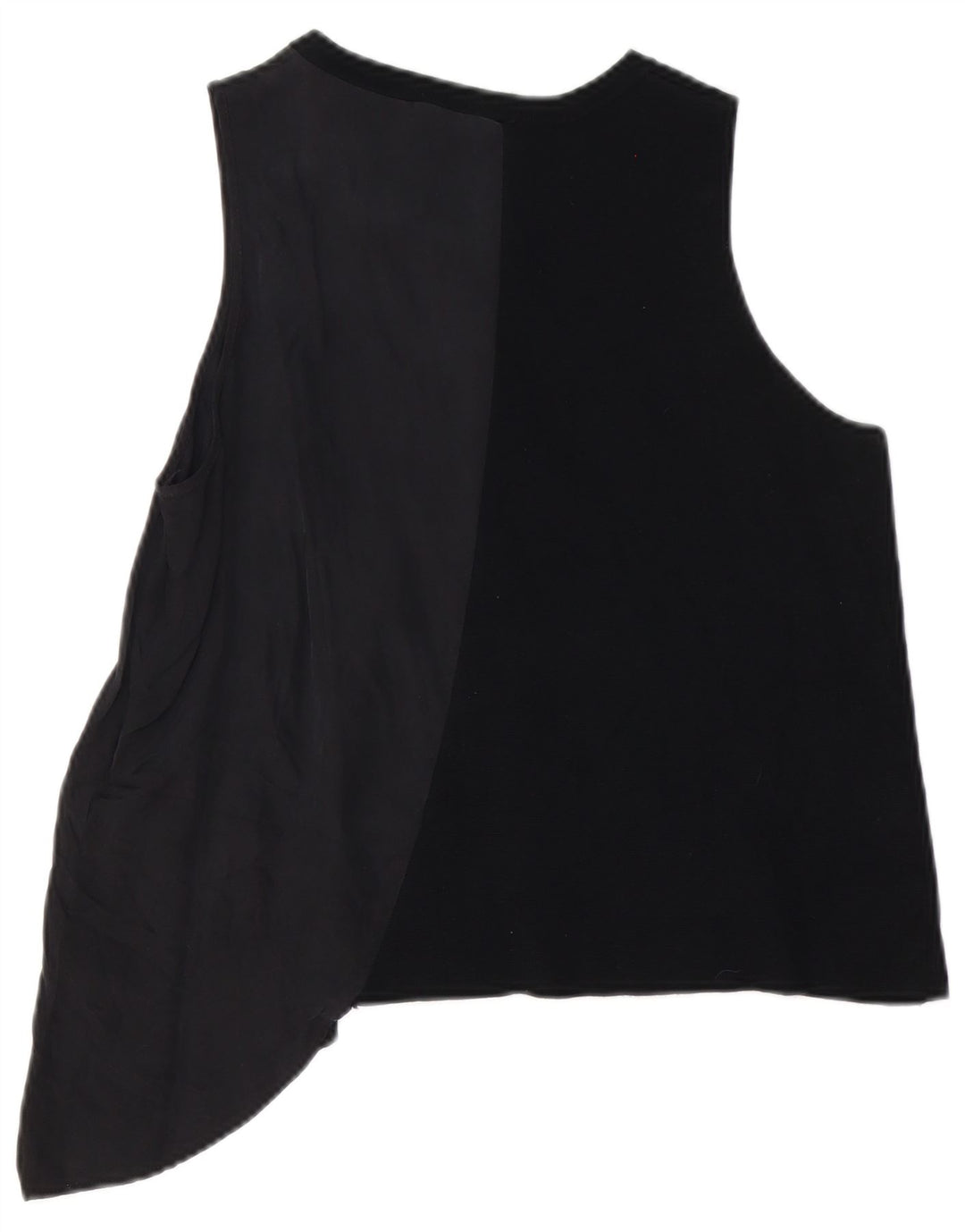Zara Dame Asymmetrisk Vest Top UK 16 Large Black Cupro