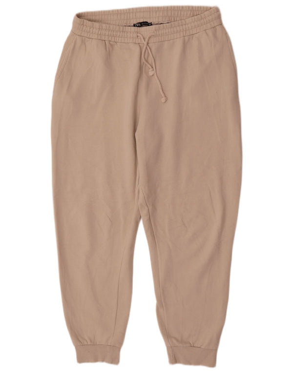 Zara Dame træningsdragt Bukser Joggers UK 16 Large Beige Bomuld