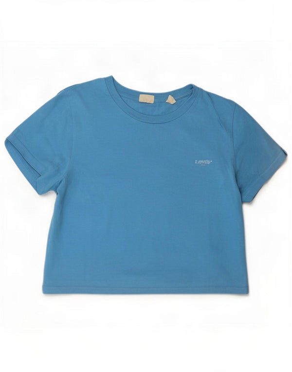 Levi's Womens Crop T-Shirt Top UK 12 Medium Blue Cotton