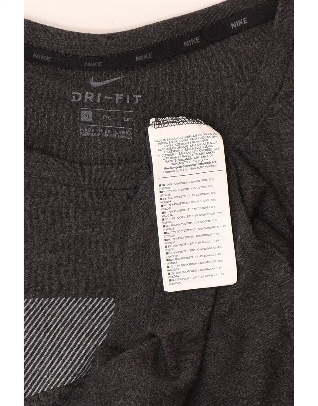 NIKE herre Dri Fit grafisk T-shirt top 2XL grå nålestribet bomuld