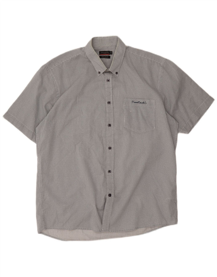Pierre Cardin Herre kortærmet Regular Fit skjorte XL Grå Chevron Polyester