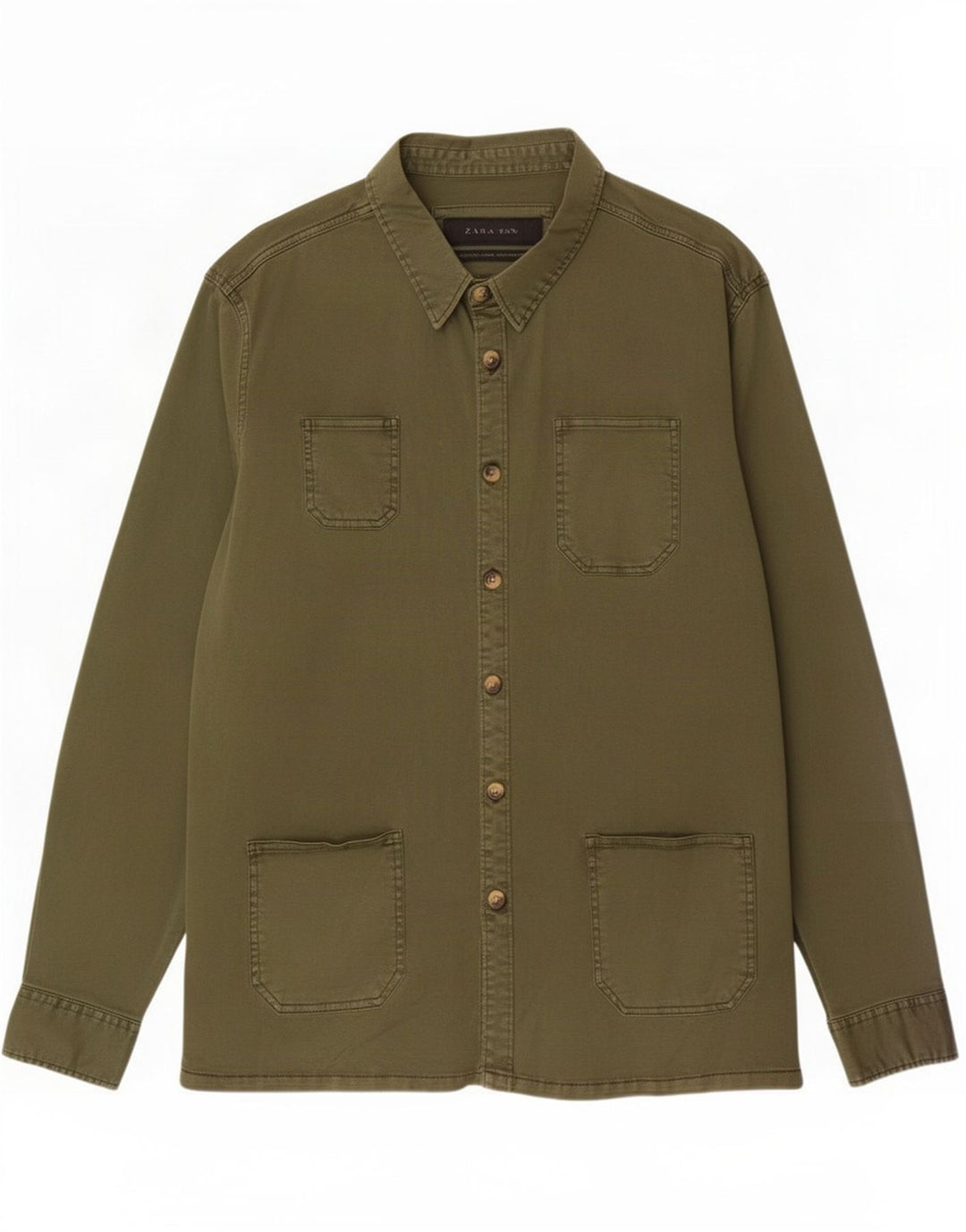 Zara Herre Overshirt Skjorte XL Khaki Bomuld