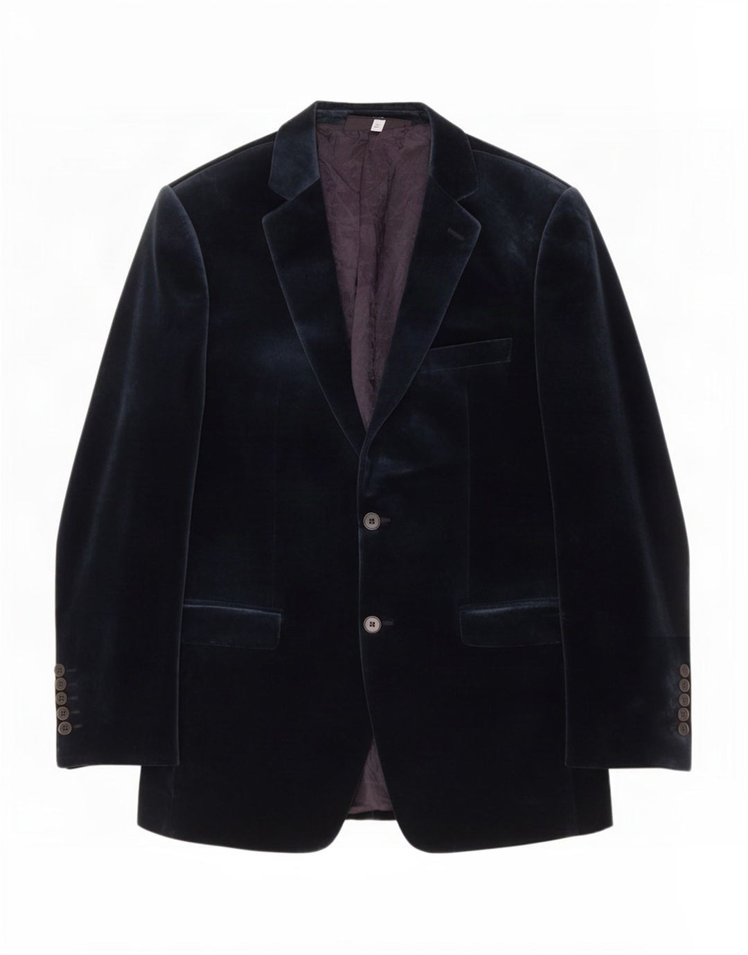 Zara Herre 2 Button Velvet Blazer Jacket EU 52 Large Navy Blue Cotton