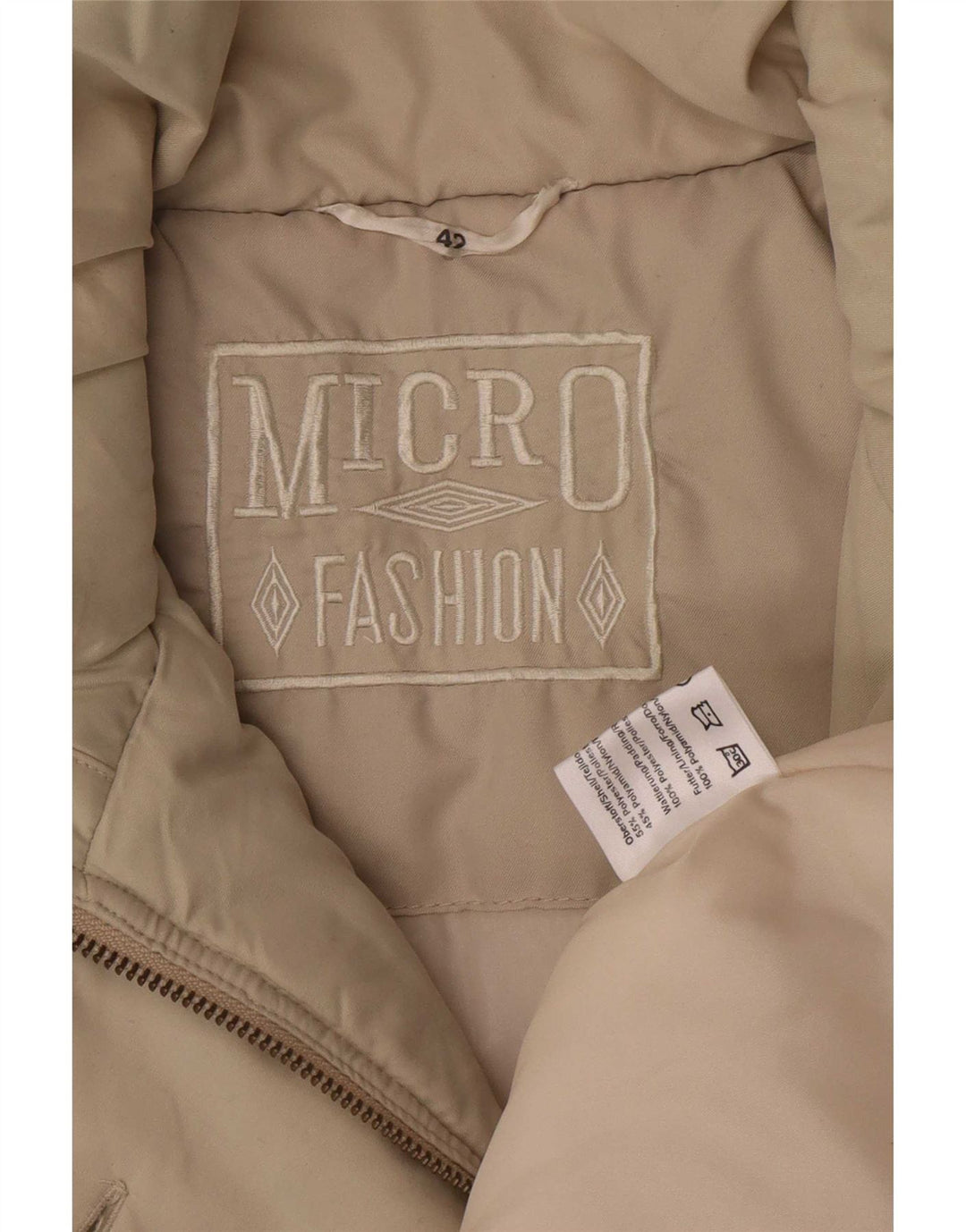 Vintage Dame Loose Fit Polstret Frakke EU 42 Large Beige Polyester