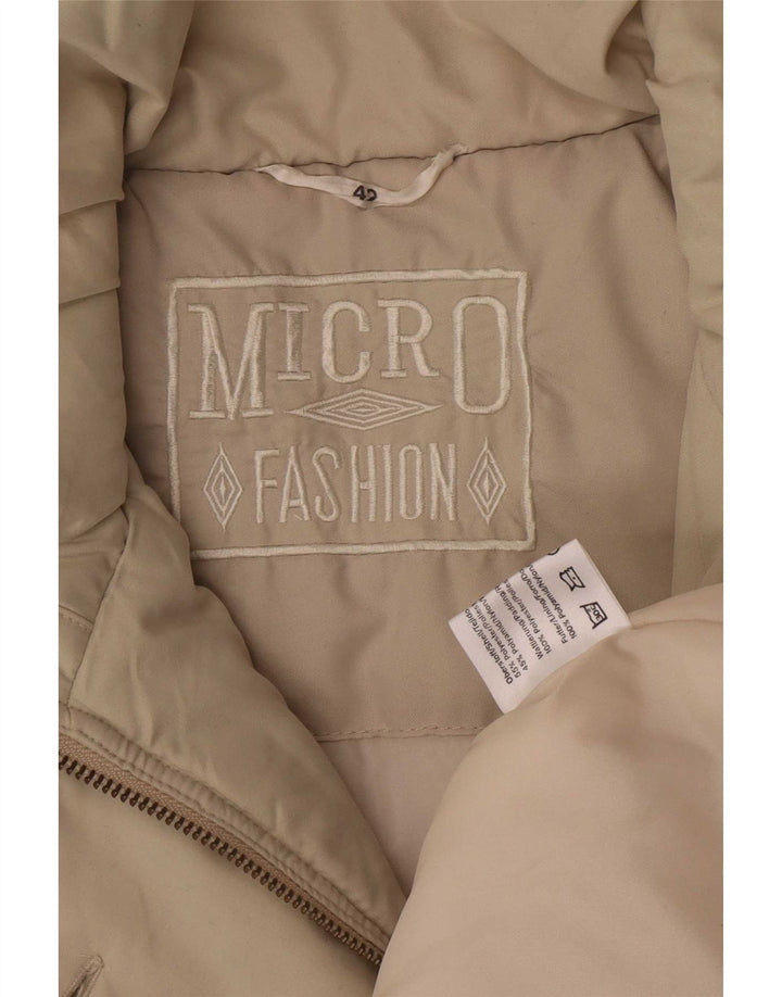 Vintage Dame Loose Fit Polstret Frakke EU 42 Large Beige Polyester