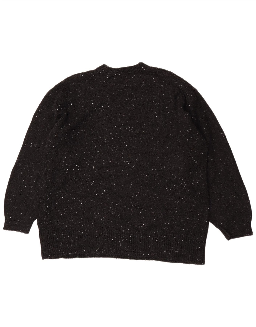 Zara Dame Oversized Crew Neck Jumper Sweater UK 10 Small Black Flecked