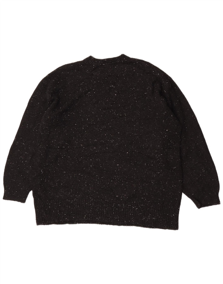 Zara Dame Oversized Crew Neck Jumper Sweater UK 10 Small Black Flecked