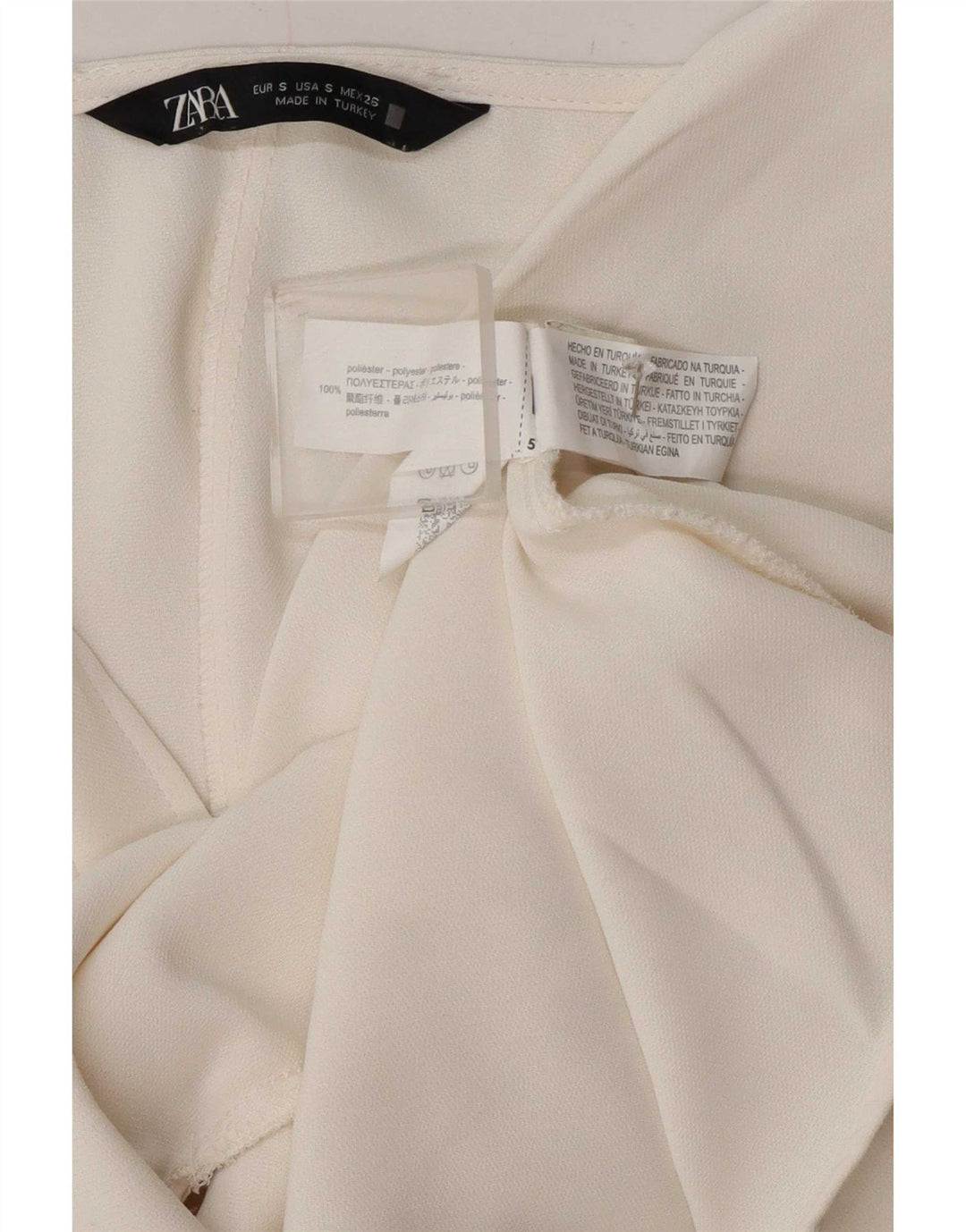 Zara Damebluse Top UK 10 Lille Hvid Polyester