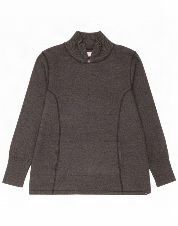 Eddie Bauer sweater med lynlås til kvinder UK 16 Large Grey Flecked
